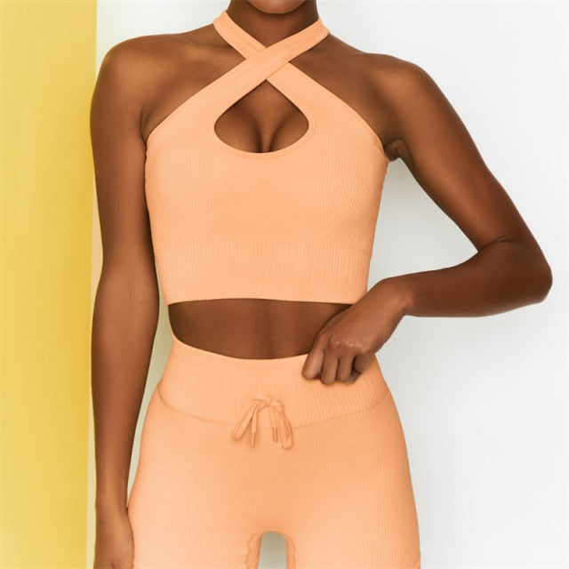 Women Set Fitness Body Building Yoga Clothes Gym  Bra Cycling Sportwear Outfit - KiwisLove