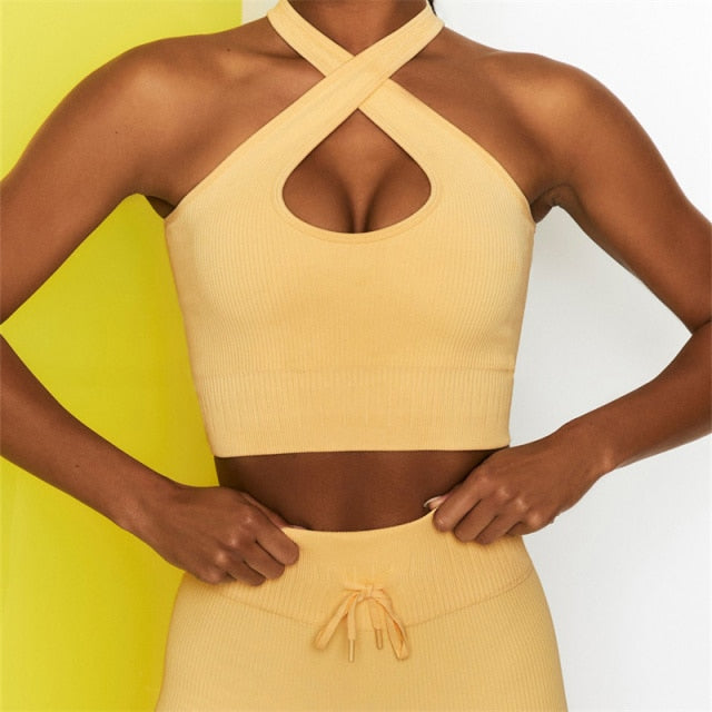 Women Set Fitness Body Building Yoga Clothes Gym  Bra Cycling Sportwear Outfit - KiwisLove