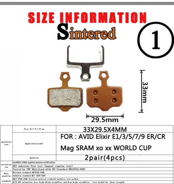 2 Pair （Sintered MTB Bicycle Bike Disc Brake Pad  SHIMANO SRAM AVID ZOOM FORMULA MAGURA Hayes - KiwisLove