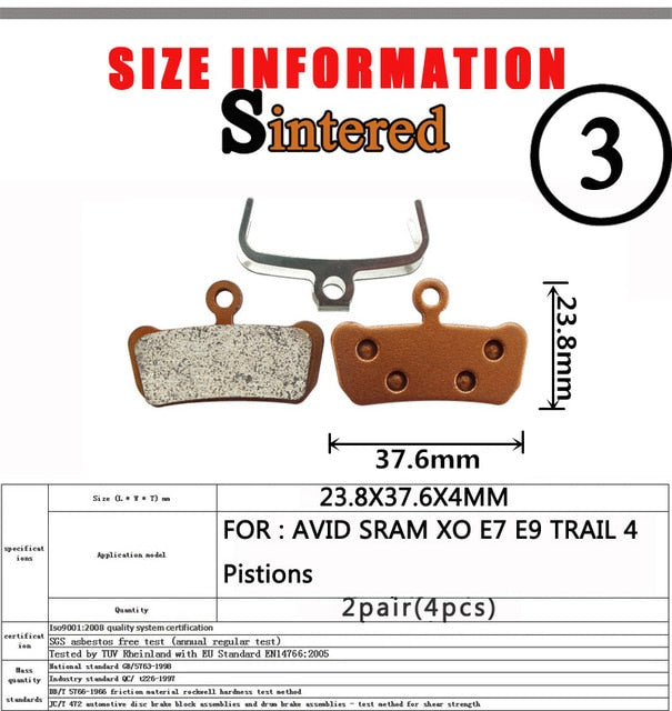 2 Pair （Sintered MTB Bicycle Bike Disc Brake Pad  SHIMANO SRAM AVID ZOOM FORMULA MAGURA Hayes - KiwisLove