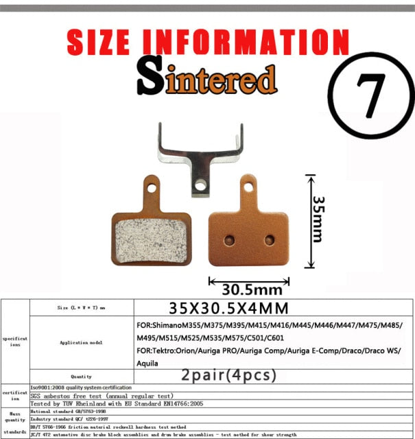 2 Pair （Sintered MTB Bicycle Bike Disc Brake Pad  SHIMANO SRAM AVID ZOOM FORMULA MAGURA Hayes - KiwisLove