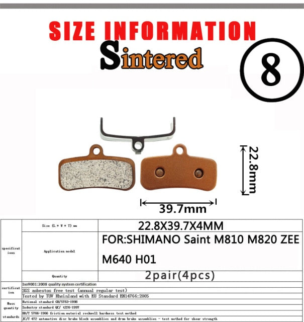 2 Pair （Sintered MTB Bicycle Bike Disc Brake Pad  SHIMANO SRAM AVID ZOOM FORMULA MAGURA Hayes - KiwisLove