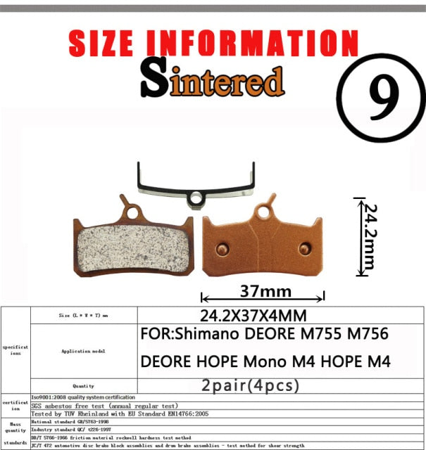 2 Pair （Sintered MTB Bicycle Bike Disc Brake Pad  SHIMANO SRAM AVID ZOOM FORMULA MAGURA Hayes - KiwisLove