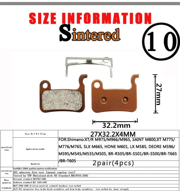 2 Pair （Sintered MTB Bicycle Bike Disc Brake Pad  SHIMANO SRAM AVID ZOOM FORMULA MAGURA Hayes - KiwisLove