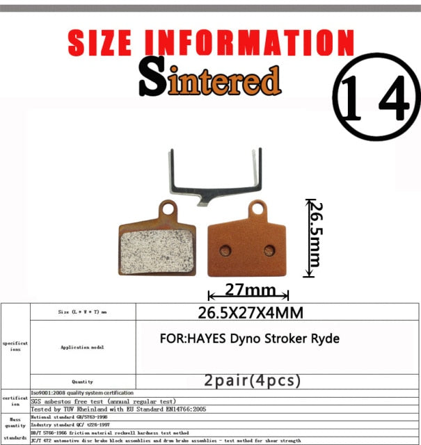 2 Pair （Sintered MTB Bicycle Bike Disc Brake Pad  SHIMANO SRAM AVID ZOOM FORMULA MAGURA Hayes - KiwisLove