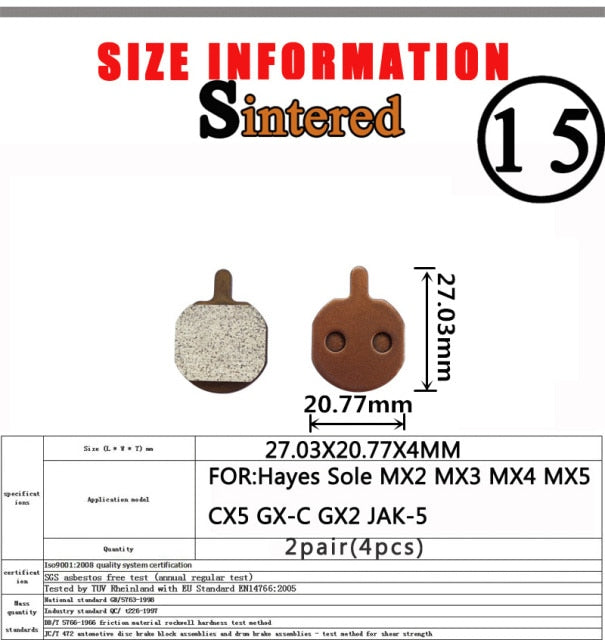 2 Pair （Sintered MTB Bicycle Bike Disc Brake Pad  SHIMANO SRAM AVID ZOOM FORMULA MAGURA Hayes - KiwisLove