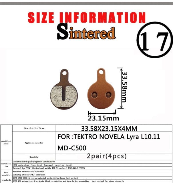 2 Pair （Sintered MTB Bicycle Bike Disc Brake Pad  SHIMANO SRAM AVID ZOOM FORMULA MAGURA Hayes - KiwisLove