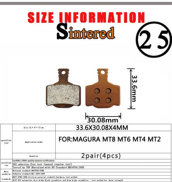 2 Pair （Sintered MTB Bicycle Bike Disc Brake Pad  SHIMANO SRAM AVID ZOOM FORMULA MAGURA Hayes - KiwisLove