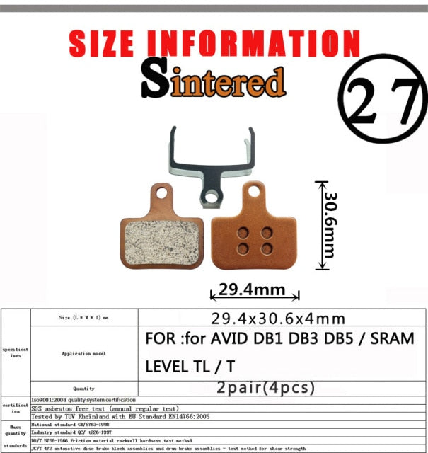 2 Pair （Sintered MTB Bicycle Bike Disc Brake Pad  SHIMANO SRAM AVID ZOOM FORMULA MAGURA Hayes - KiwisLove