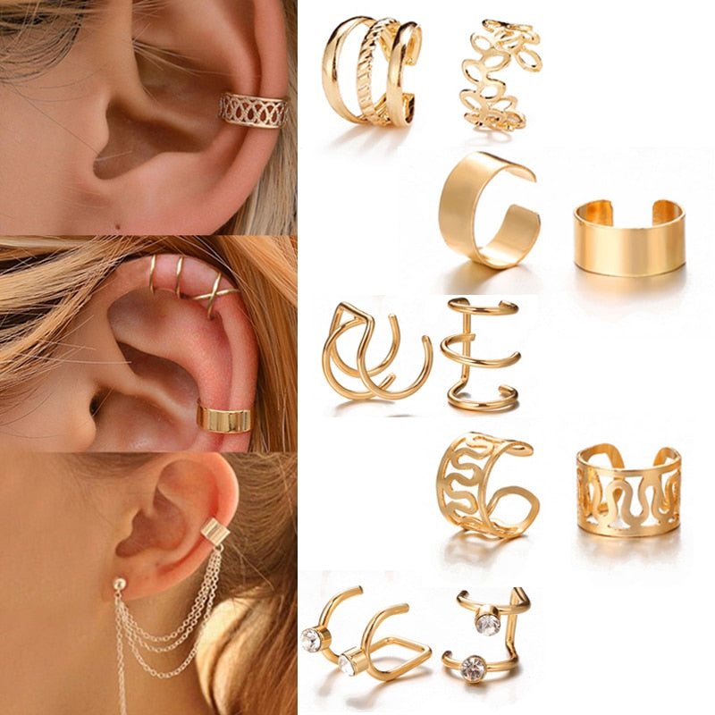 17KM Ear Cuff Non-Piercing Ear Clips Fake Cartilage Earrings Clip Earrings - KiwisLove