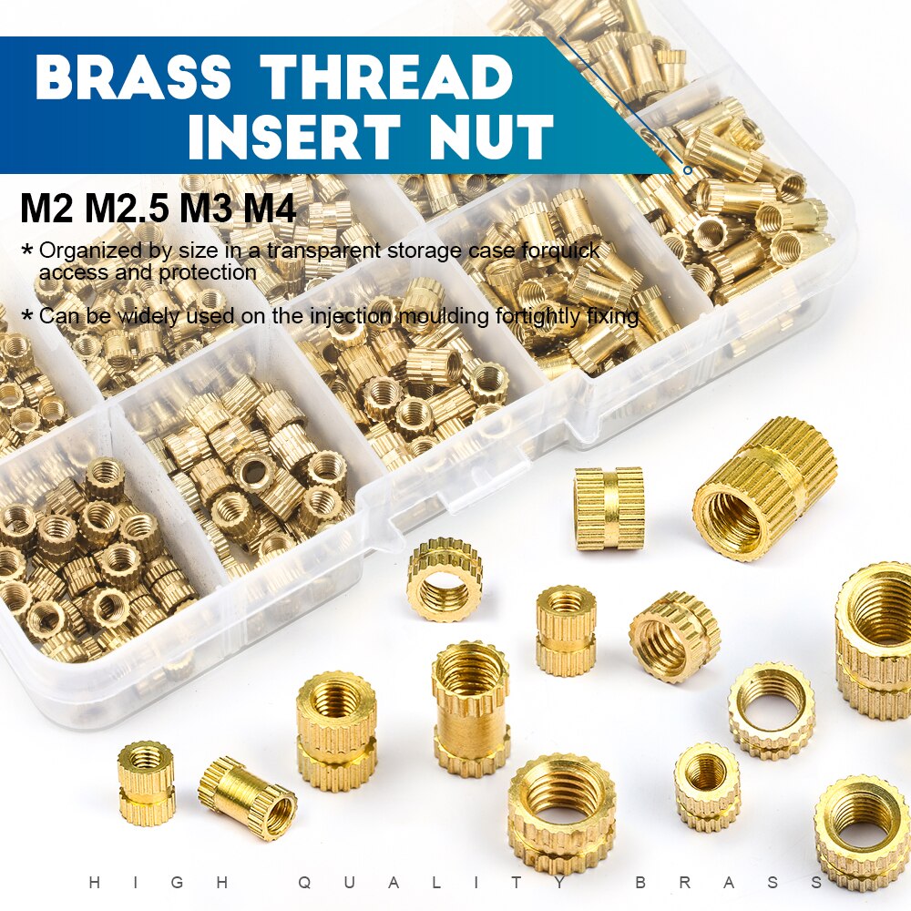 Brass Insert Nuts Set Female Thread Brass Molding Insert Knurled Nuts - KiwisLove