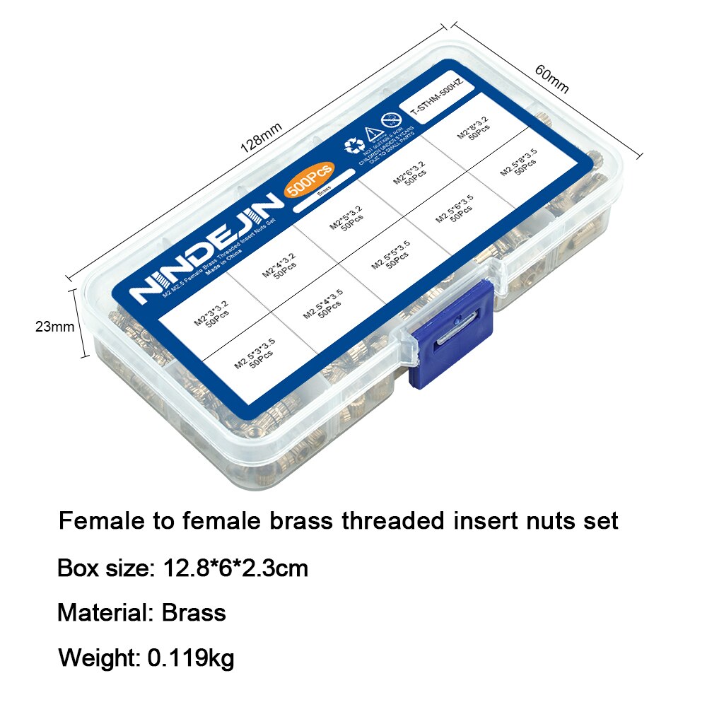 Brass Insert Nuts Set Female Thread Brass Molding Insert Knurled Nuts - KiwisLove