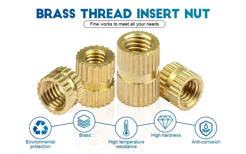 Brass Insert Nuts Set Female Thread Brass Molding Insert Knurled Nuts - KiwisLove