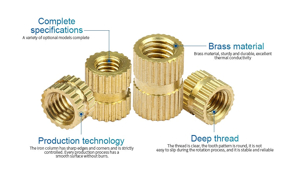 Brass Insert Nuts Set Female Thread Brass Molding Insert Knurled Nuts - KiwisLove
