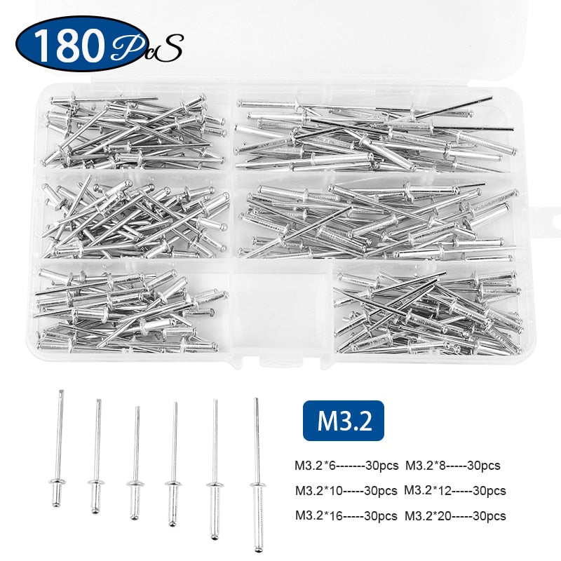 Aluminium Rivets Pop Dome Head Blind Assortment Kit Set Exhaust Rivets - KiwisLove