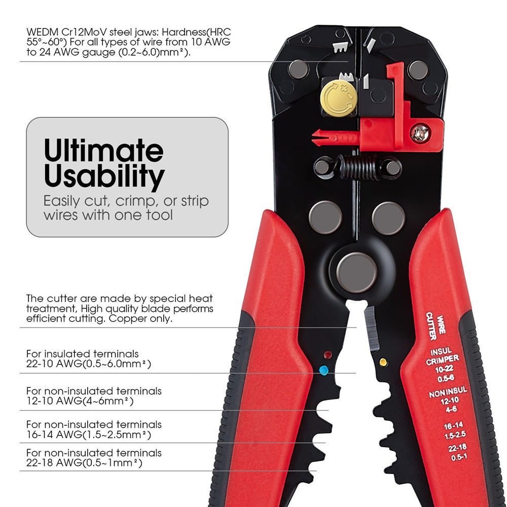 Crimper Cable Cutter Automatic Wire Stripper Multifunctional Stripping Tools - KiwisLove