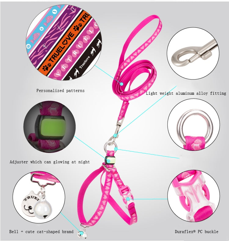 TRUELOVE CAT HANRNESS and LEASH SET TLH3911 - KiwisLove