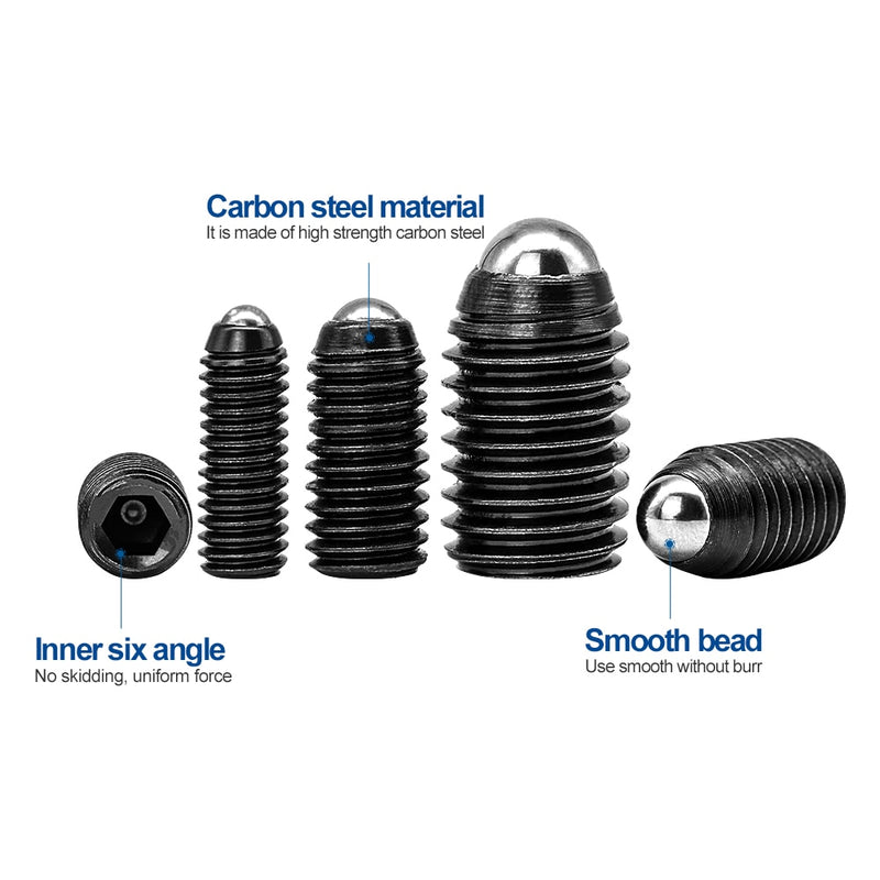 NINDEJIN Hex Hexagon Socket Ball Point Screw Carbon Steel Spring Plunger - KiwisLove