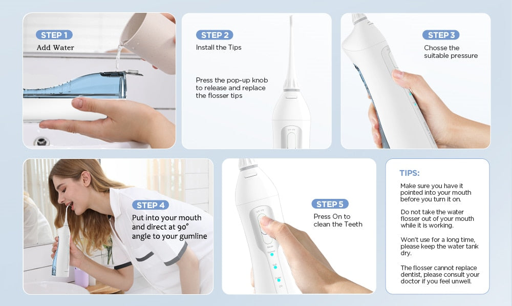 Mornwell Water Flosser Oral Irrigator  Portable Dental water jet - KiwisLove