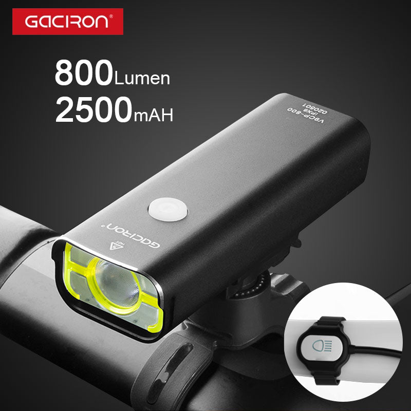 Gaciron Bicycle Headlight 800Lm Eye Friendly Daylight Tone XPL2 Bead 5 Modes 2500mAH Alloy Housing USB Charge LED Torch Lantern - KiwisLove