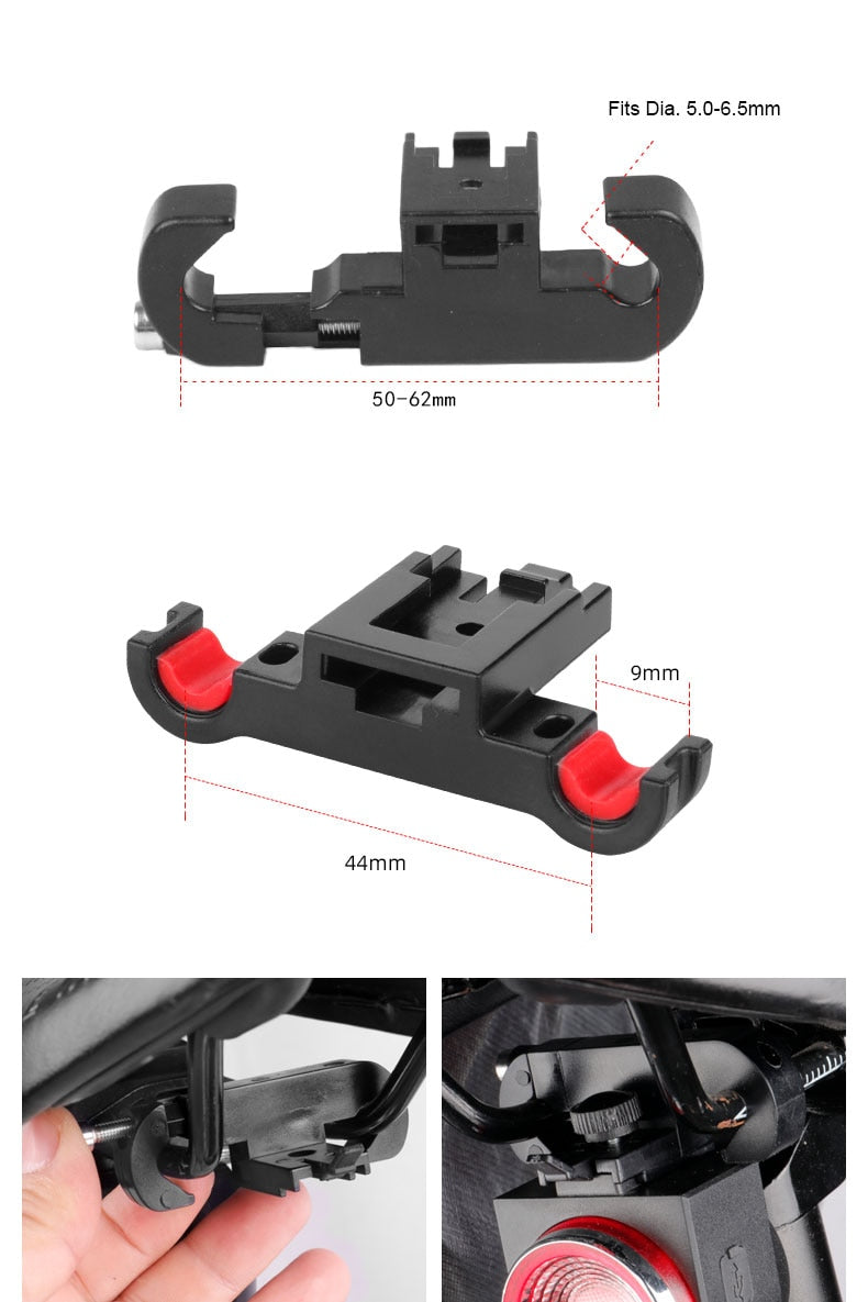 Bicycle Rear Light Holder A8 A6 Q3 Q1 Tail Light Mount Bracket Adaptor Saddle Rail Round Aero Post Install Holder Cycling Parts - KiwisLove
