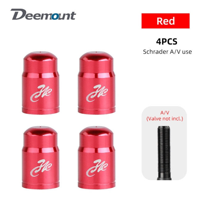 Deemount 4PCS Bicycle Valve Cap Optional Schrader A/V Presta F/V CNC-machined Alloy Anodized Nipple Cover Rustic Free - KiwisLove