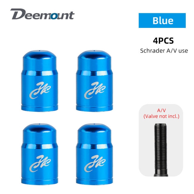 Deemount 4PCS Bicycle Valve Cap Optional Schrader A/V Presta F/V CNC-machined Alloy Anodized Nipple Cover Rustic Free - KiwisLove