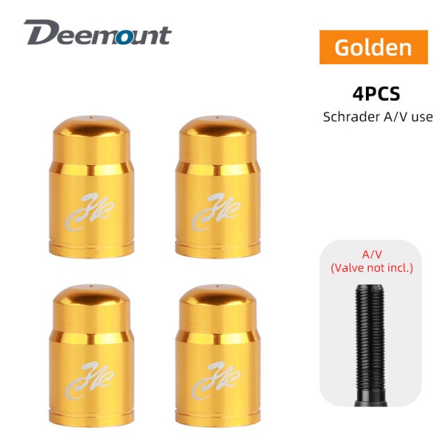 Deemount 4PCS Bicycle Valve Cap Optional Schrader A/V Presta F/V CNC-machined Alloy Anodized Nipple Cover Rustic Free - KiwisLove