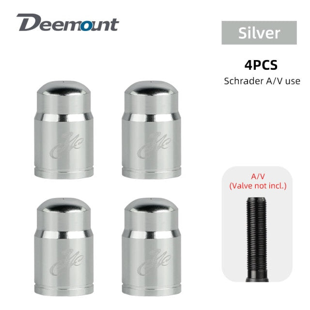 Deemount 4PCS Bicycle Valve Cap Optional Schrader A/V Presta F/V CNC-machined Alloy Anodized Nipple Cover Rustic Free - KiwisLove