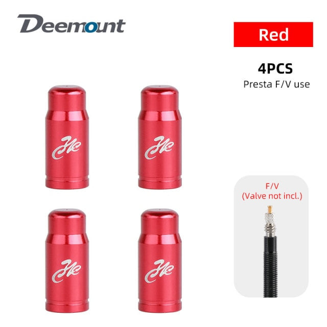 Deemount 4PCS Bicycle Valve Cap Optional Schrader A/V Presta F/V CNC-machined Alloy Anodized Nipple Cover Rustic Free - KiwisLove
