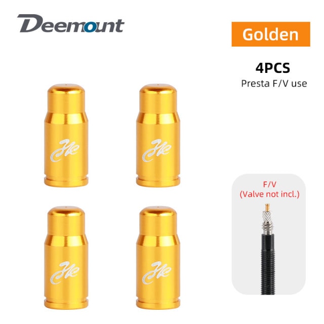 Deemount 4PCS Bicycle Valve Cap Optional Schrader A/V Presta F/V CNC-machined Alloy Anodized Nipple Cover Rustic Free - KiwisLove