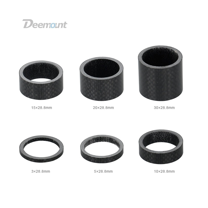 Deemount Glossy Bicycle Headset Spacers Fork Stem Carbon Fiber Washers 3/5/10/15/20/30mm Rings for 28.6mm 1 1/8" Post - KiwisLove