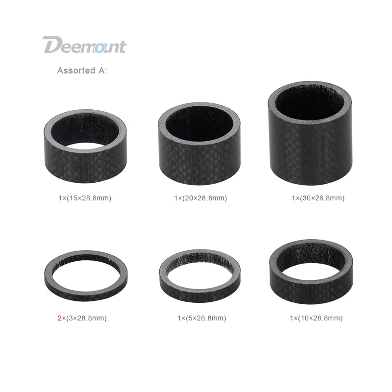 Deemount Glossy Bicycle Headset Spacers Fork Stem Carbon Fiber Washers 3/5/10/15/20/30mm Rings for 28.6mm 1 1/8" Post - KiwisLove