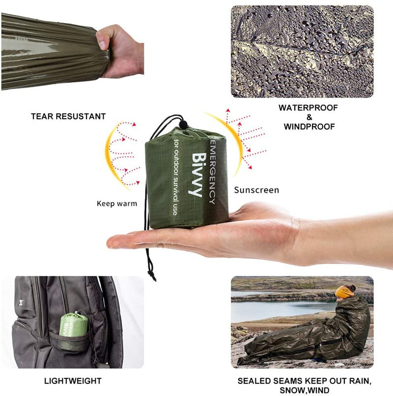 Emergency Sleeping Bags Thermal Emergency Blankets Ultralight Survival Waterproof Bivy Sack Multi Survival Gear Hiking,Camping - KiwisLove