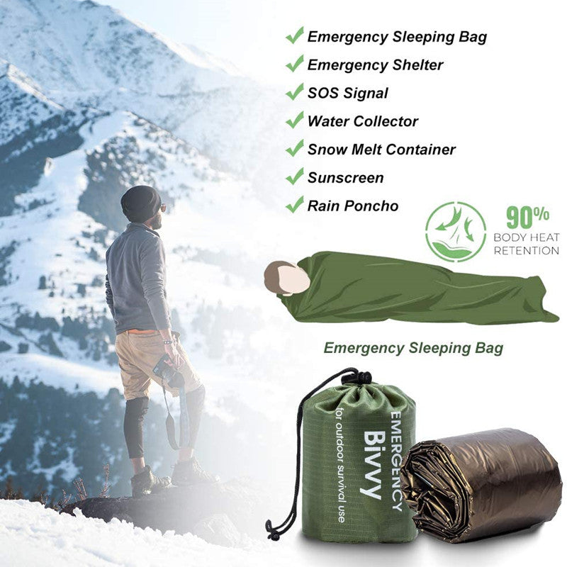Emergency Sleeping Bags Thermal Emergency Blankets Ultralight Survival Waterproof Bivy Sack Multi Survival Gear Hiking,Camping - KiwisLove
