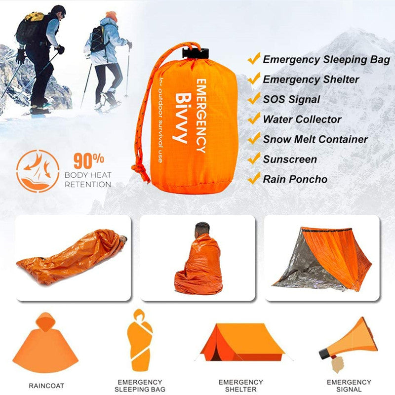 Emergency Sleeping Bags Thermal Emergency Blankets Ultralight Survival Waterproof Bivy Sack Multi Survival Gear Hiking,Camping - KiwisLove