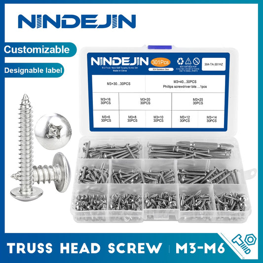 Cross Recess Truss Head Screw Set Stainless Steel Phillips Self Tapping kit - KiwisLove