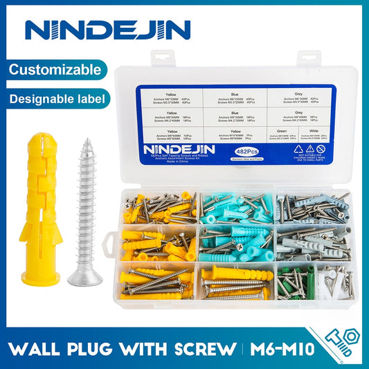 NINDEJIN 482pcs/set Plastic Expansion Drywall Anchor Set - KiwisLove