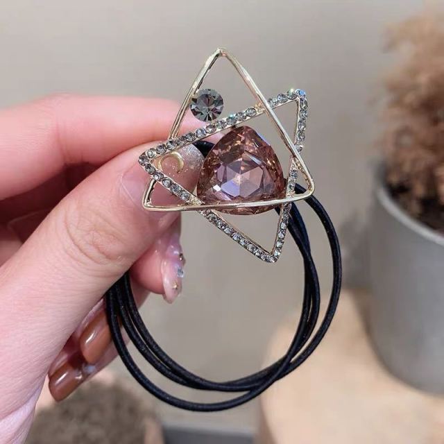 Crystal Head Rope Female Simple Ins Hair Ring  Net Red Tie Hair Rope leather Case - KiwisLove