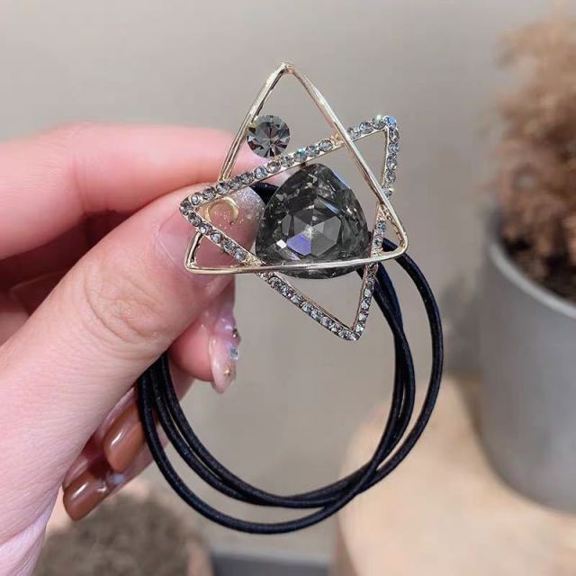 Crystal Head Rope Female Simple Ins Hair Ring  Net Red Tie Hair Rope leather Case - KiwisLove