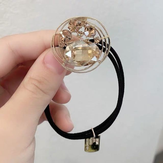 Crystal Head Rope Female Simple Ins Hair Ring  Net Red Tie Hair Rope leather Case - KiwisLove