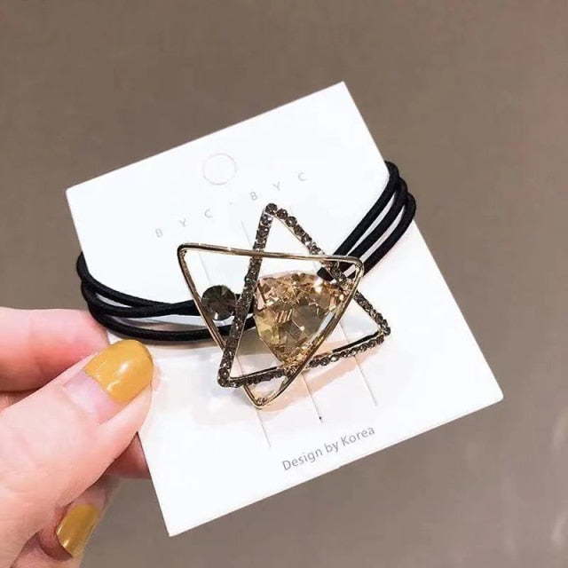 Crystal Head Rope Female Simple Ins Hair Ring  Net Red Tie Hair Rope leather Case - KiwisLove