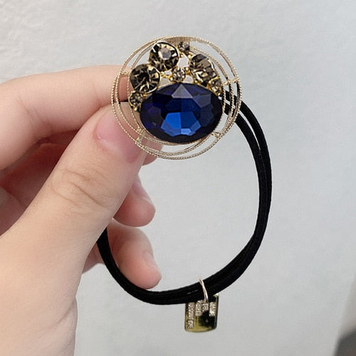 Crystal Head Rope Female Simple Ins Hair Ring  Net Red Tie Hair Rope leather Case - KiwisLove