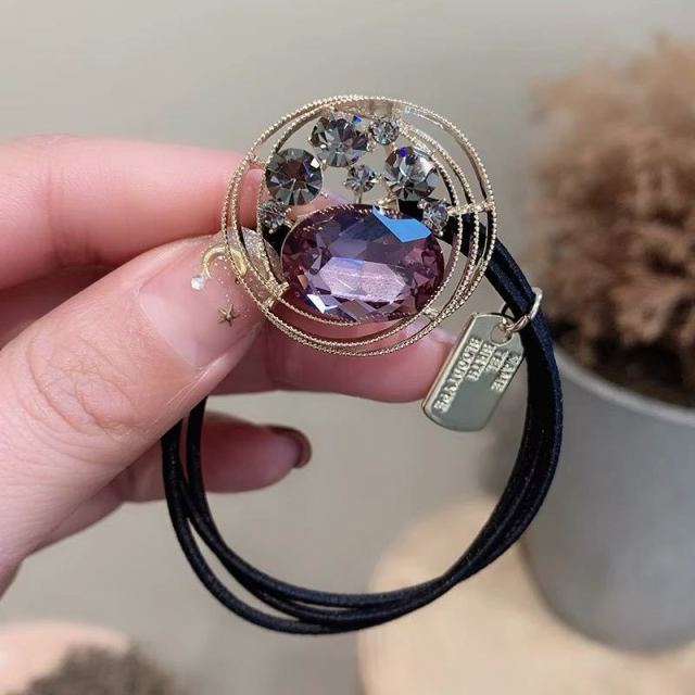 Crystal Head Rope Female Simple Ins Hair Ring  Net Red Tie Hair Rope leather Case - KiwisLove