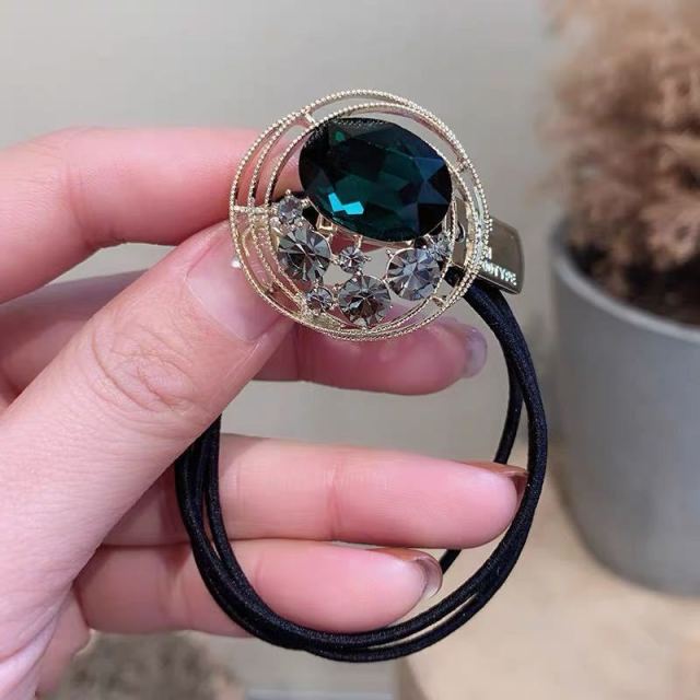 Crystal Head Rope Female Simple Ins Hair Ring  Net Red Tie Hair Rope leather Case - KiwisLove