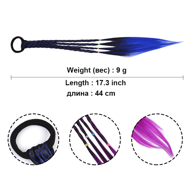 Girls Colorful Wigs Ponytail Hair Ornament Headbands Rubber Bands - KiwisLove