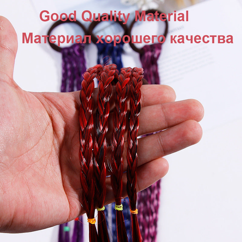Girls Colorful Wigs Ponytail Hair Ornament Headbands Rubber Bands - KiwisLove