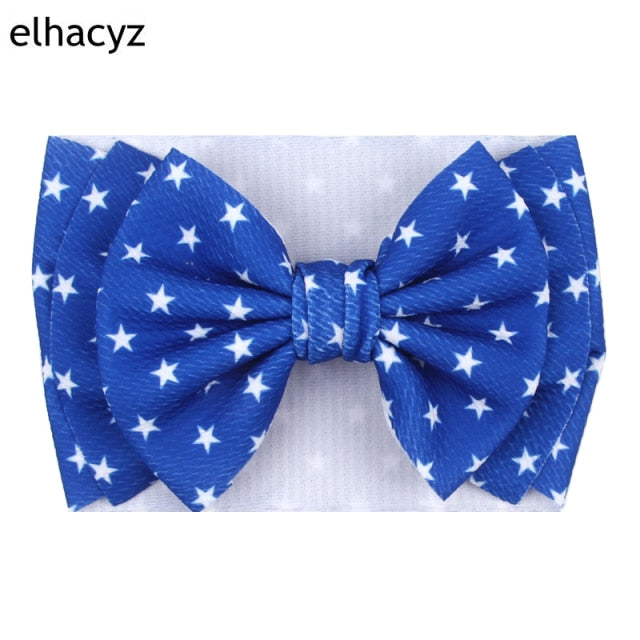6''  Double Layer Hair Bow Headband Girls Summer Elastic Hair Bands - KiwisLove