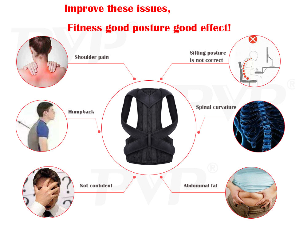 Posture Corrector Adjustable Back Support Shoulder Lumbar - KiwisLove
