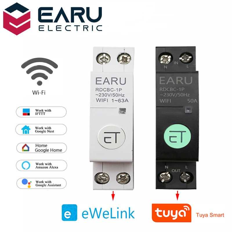 WIFI Circuit Breaker Smart Timer Relay Switch Tuya eWeLink APP Smart Home - KiwisLove